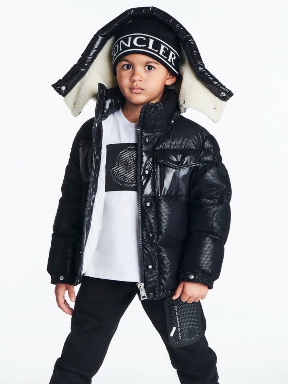 Moncler DEMIR GIUBBOTTO Hooded Down Jacket Kids black puffer coat